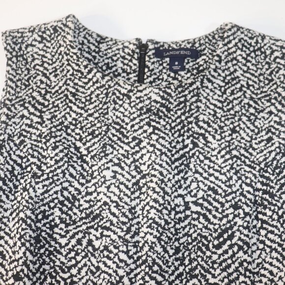 Lands End Herringbone Sleeveless Ponte Pencil Dress Black White Pockets Size 8 - Picture 3 of 15